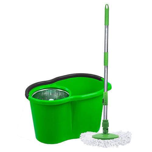 Antibacterial Stainless Spin Bucket with Microfiber Mop